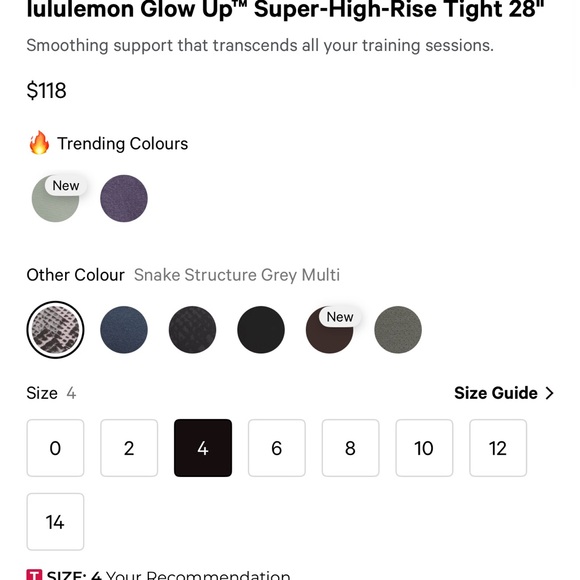 Lululemon Glow Up Super-High Rise Leggings - Snake Structure Gray Multi Size 4 - Picture 9 of 16